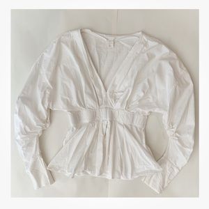 White ruffled H&M formal blouse